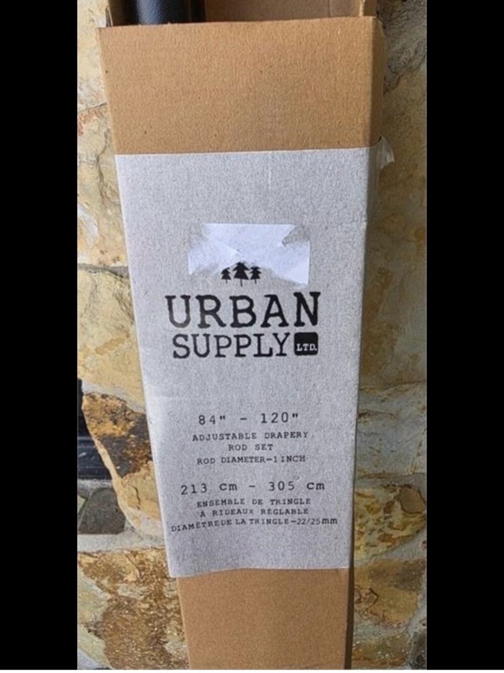 Urban Supply Industrial Wrap Around Curtain Rod 84”-120” Black New
